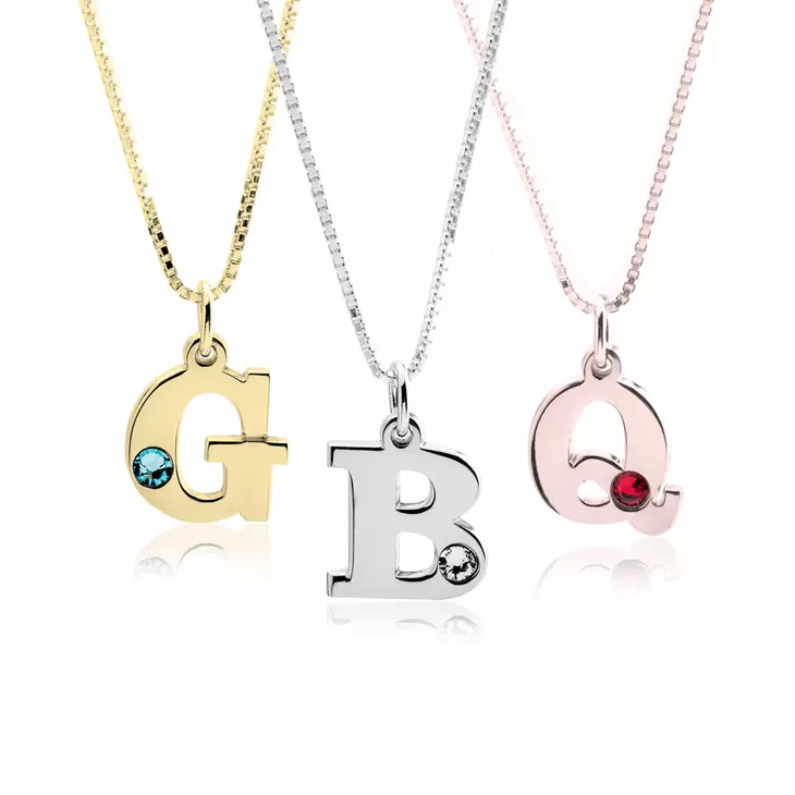 Initials and birthstone necklace outlet