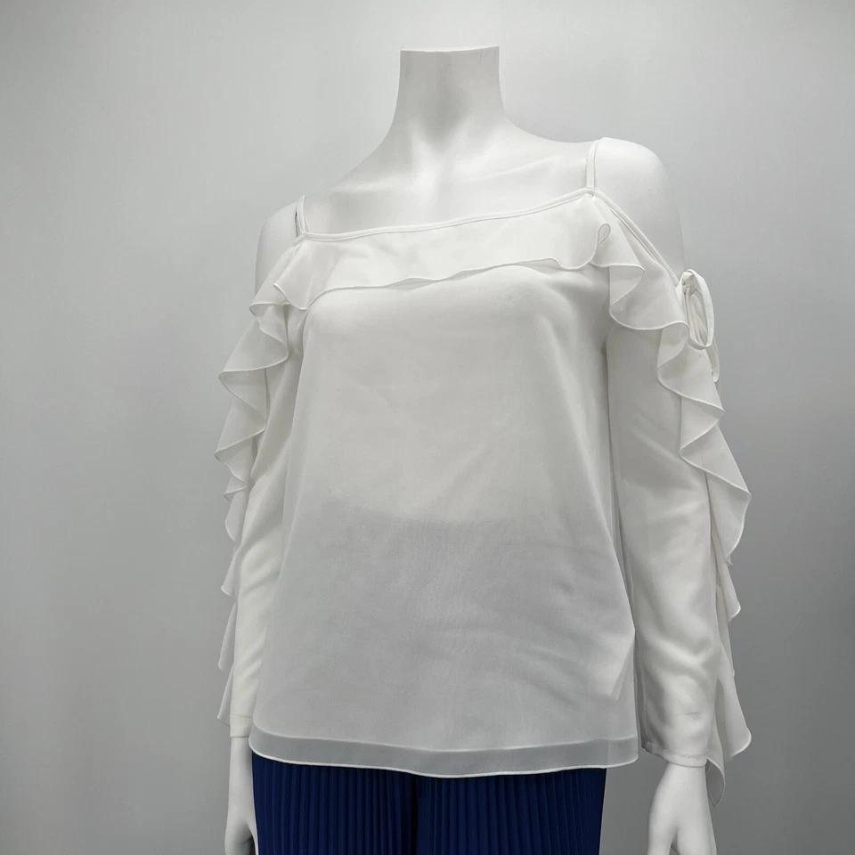 Blusa Blugirl Blumarine para mujer con volantes blancos al hombro talla 42 Foto 3 de 4