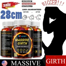#1 BEST-MALE ENLARGER THICKER LONGER BIGGER 3" GROWTH ENLARGEMENT 60 GUMMIES NEW