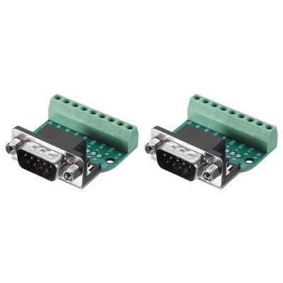 2pcs D-sub DB9 Connector Breakout Board 9 Pin 2 Row Male RS232 Serial Port