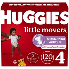 120 Count Huggies Size 4 Diapers, Little Movers Baby Diapers, Size 4 (22-37 lbs)
