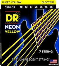 DR Handmade NYE7-10 Neon YELLOW Electric Guitar Strings 10-56 med 7-String set