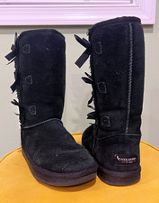 Koolaburra by UGG Women  s Black Suede Mid-Calf Bow Pull-On Boots 5.5