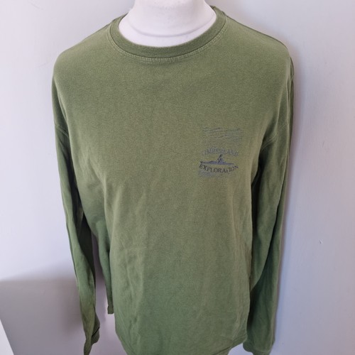 Timberland Longsleeve T-Shirt Vintage Herren XL Grün Grafikdruck - Bild 2 von 5