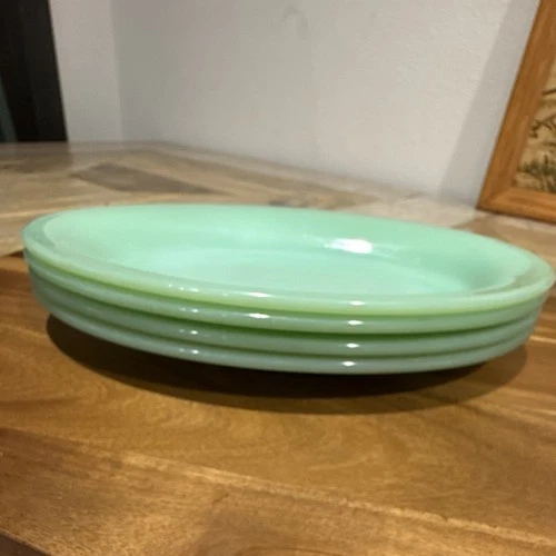 Set of 4 fire king jadeite plates