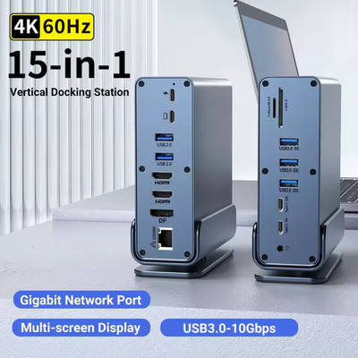 4K Docking Station Dual / Triple monitor | 2 HDMI & DP, Gigabit Ethernet,100W PD