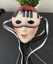 Clay Art Vintage Face Piano Keyboard Music Notes Ceramic mask (1990)