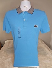 NWT Lacoste Men's Short Sleeve Mini Pique Regular Fit Croc Polo Shirt Small Blue