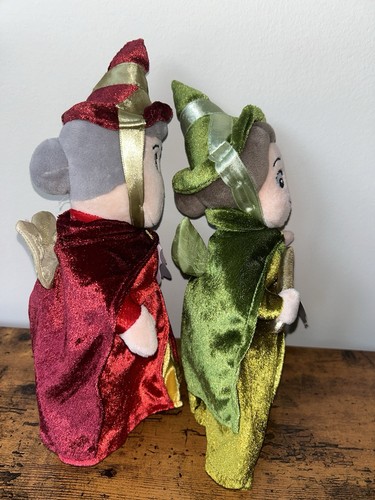 Disney Store Sleeping Beauty Fairy Godmother Fauna Flora Plush Dolls NWT 9” - Picture 5 of 14