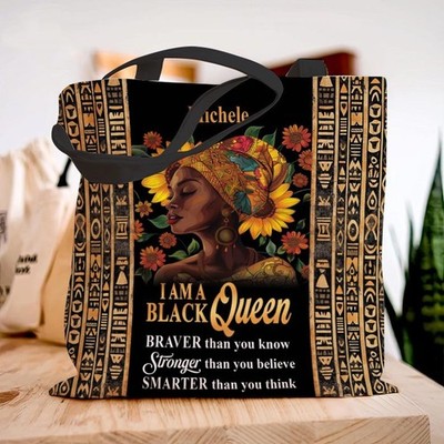 Personalized Sunflower Tote Bag For African American Women,Black Queen Brave Tha