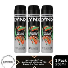 Lynx XXL Jungle Fresh Anti Perspirant Body Spray 250ml 3 Pack Mens Deodorant