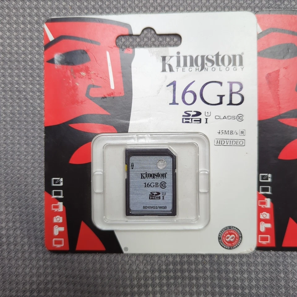 Kingston SDHC 16GB Memory Card x2 Class 10 45MB/s Rare New Sealed UK - Image 2 of 4