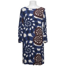Maliparmi, Kleid, Größe: 42, Blau/Braun/Weiß/Schwarz, Viskose, Medaillon #HSD
