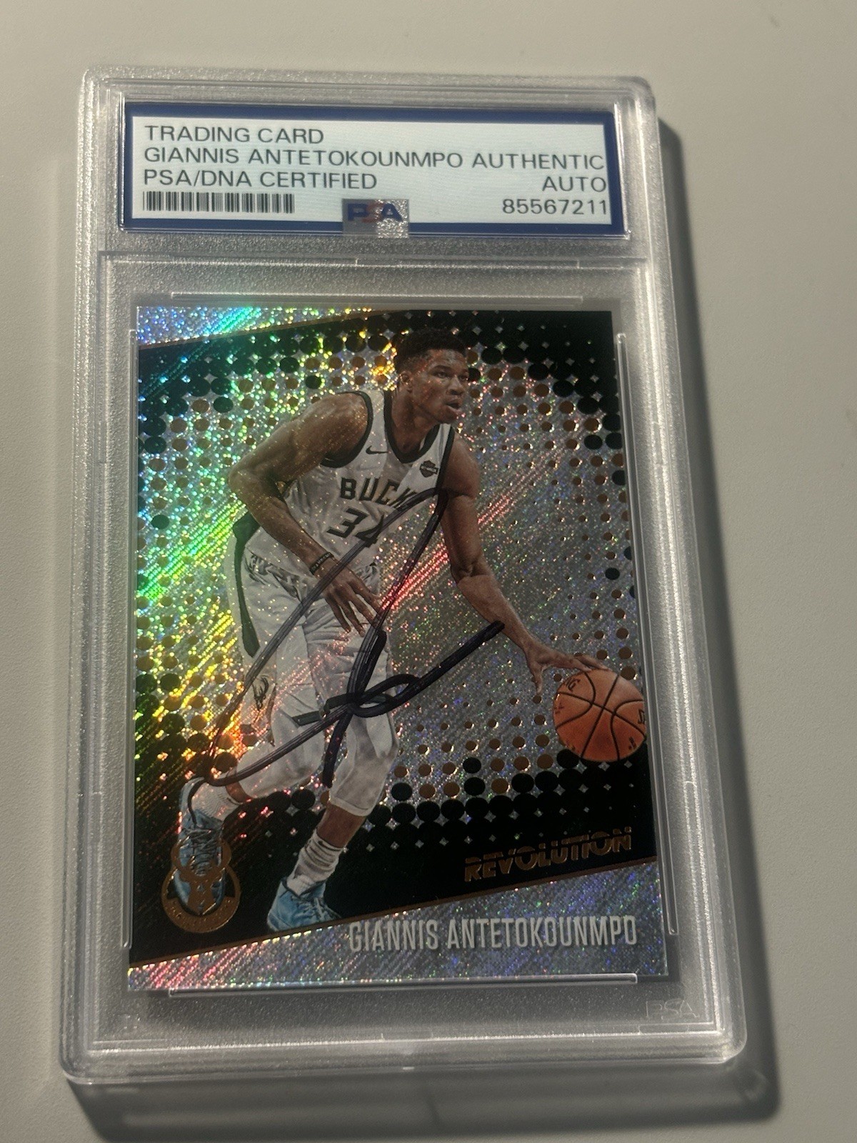 Giannis Antetokounmpo Signed Autographed 2018 Panini Revolution Card PSA DNA
