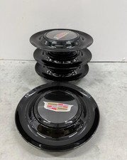 4 Black Floating Center Caps For Cadillac Forgiato Xl Rim Emblem 7.2 In 182 Mm