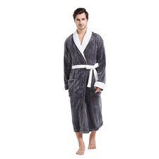 FashGudim Mens Robe Plush Robes for Men Warm Soft Fleece Bathrobe Calf Length...