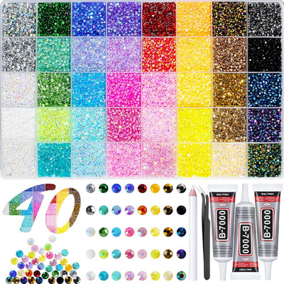 40000+Pcs Resin Jelly Rhinestones for Bedazzling, 3Mm Multicolor Flat Back Gems
