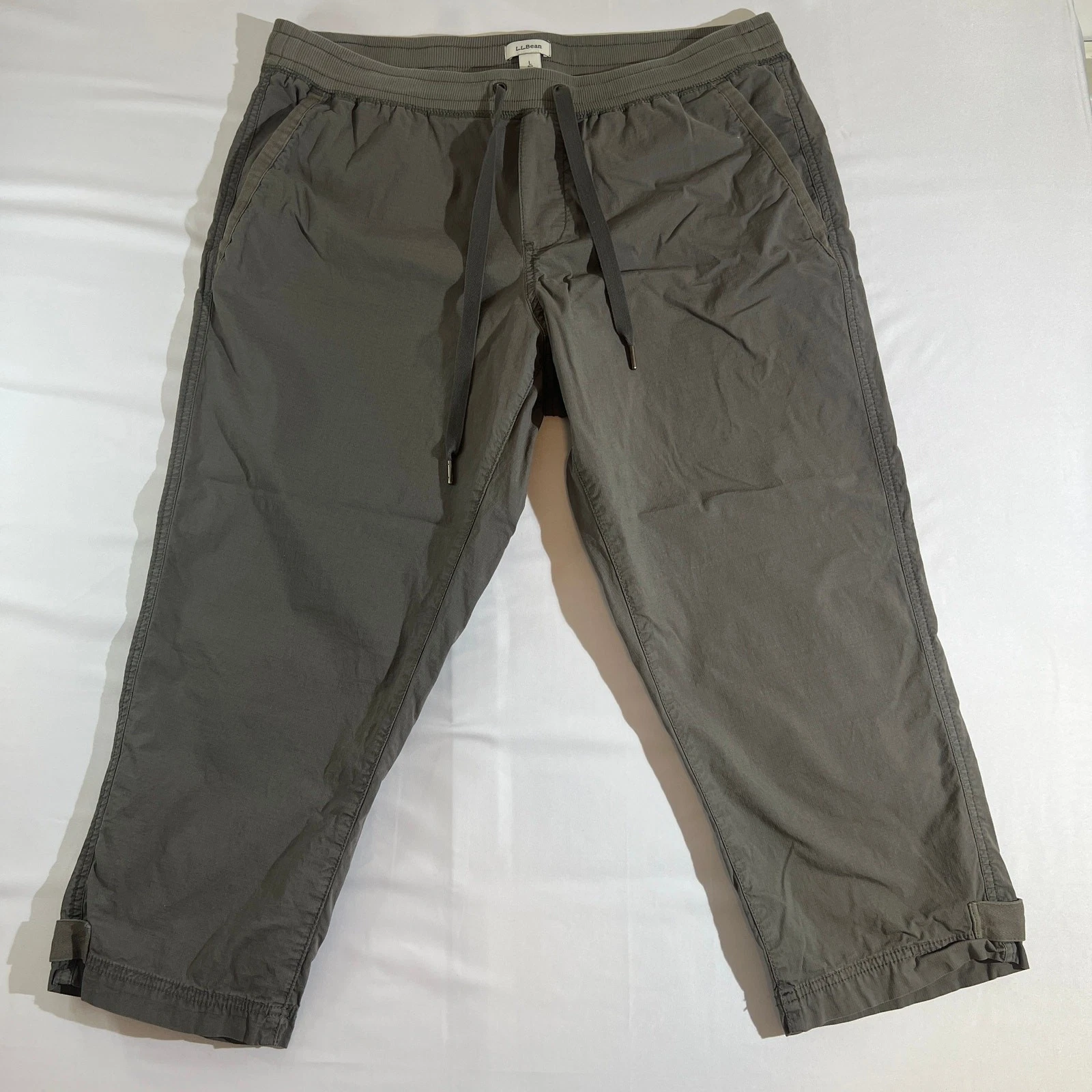 L.L.Bean Olive Ripstop Cropped Pants Womens Large