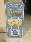 VINTAGE WOOD PABST BLUE RIBBON BEER SIGN TWO HEADS R BETTER THAN ONE PABST SIGN