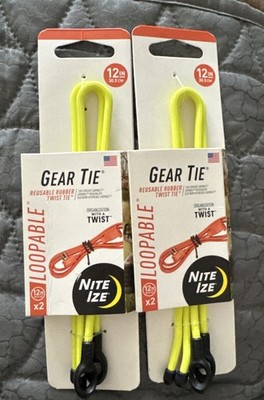 Nite Ize 2-Pack Gear Tie Loopable Twist Tie, 18'' - Neon Yellow