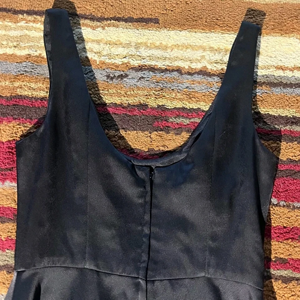 Vestido formal de novia David para mujer talla 2 negro sin mangas largo graduación dama de honor Foto 4 de 4