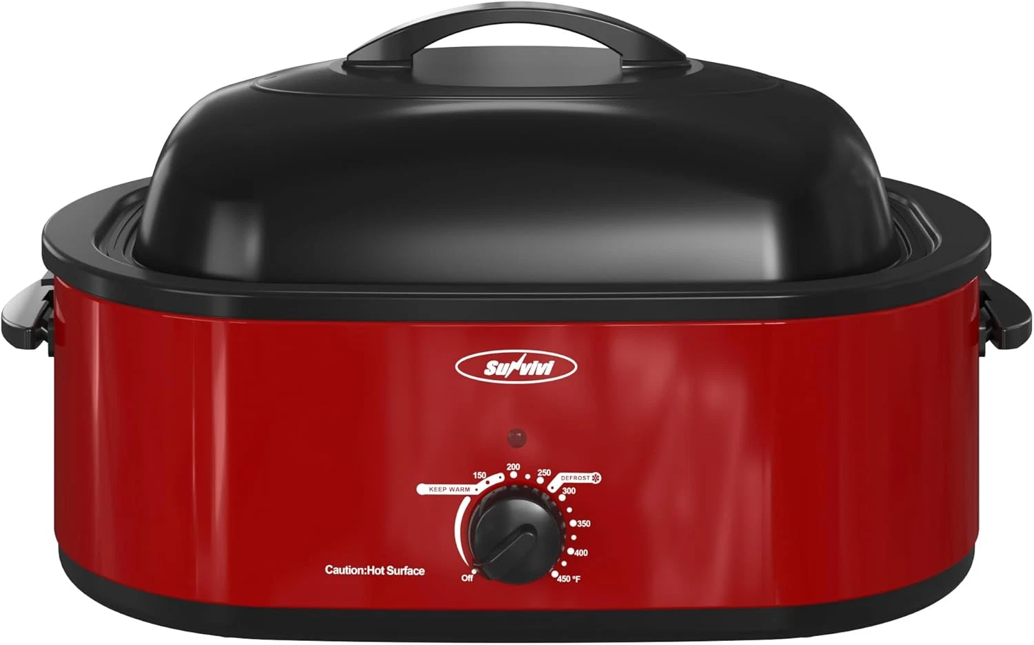 20Qt Electric Roaster Oven Stainless Steel Red Removable Pan & Rack