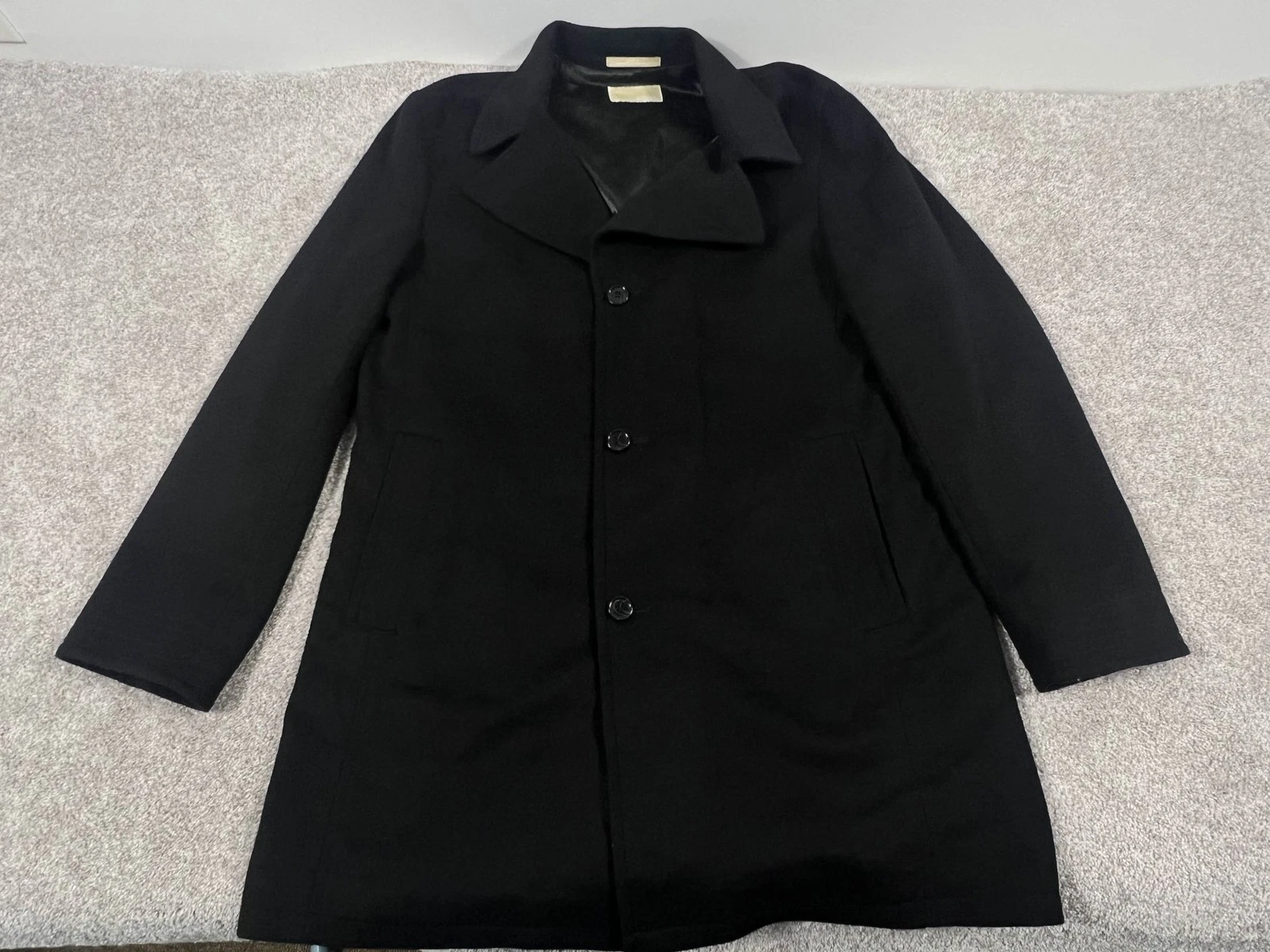 Michael Kors Cappotto Uomo 48L Nero Misto Lana Cashmere Lungo Soprabito Abito Classico