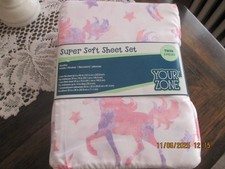 NEW IN PKG. GIRLS 3 PC. UNICORN TWIN SHEET SET