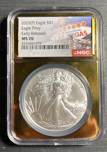 2025 (P) Silver Eagle with EAGLE Privy NGC MS 70 Early Releases GREAT COLLECTOR