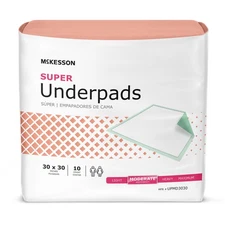 300 McKesson Incontinence Underpads Moderate Absorbency Disposable 30" x 30"