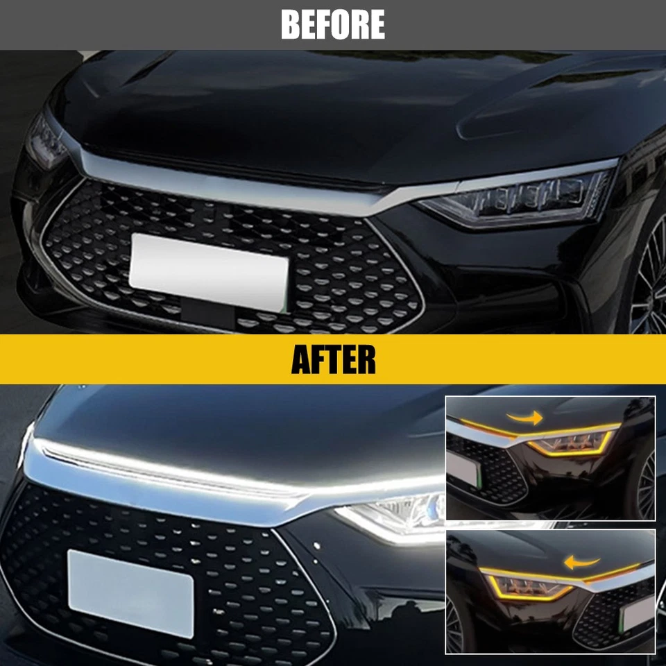 Switchback Secuencial Blanco Ámbar LED Capucha Luz Señal Giro DRL Lámpara de Correr EE. UU. Foto 3 de 4