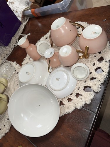 RARE VINTAGE RICHARD GINORI TEA Demitasse SET Pink Gold Creamer Sugar Teapot B5 - Picture 9 of 16