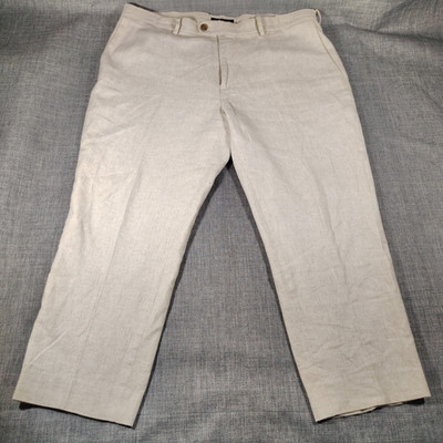 Banana Republic Tailored Fit Pants Women 38x32 Beige Linen Cotton Blend Chino