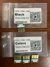 4 Drum Chip (BCMY) for Konica Minolta Bizhub C220, C280, C360 Printer Refill