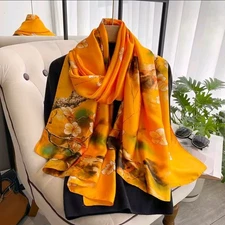 Scarf with Cherry Blossom Print – Elegant Floral Wrap for Women