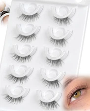 Self Adhesive Eyelashes Preglued Glueless - 3/4 Corner Natural False Lashes Wate