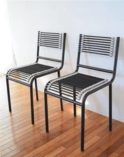 Pair of Renee HERBST Chairs Black Lacquer finish made in Italy for PALAZZETTI