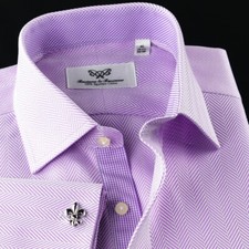 Purple Herringbone Twill Formal Business Dres...