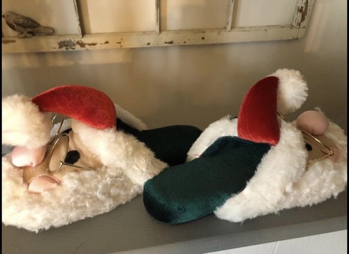 New Plush Santa Claus Kris Kringle Slippers Sz 5 1/2. Super Cute. No Box Or Tag - Photo 2 sur 5