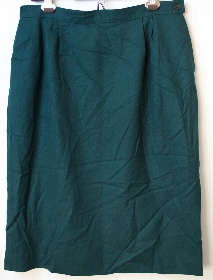 Falda lápiz Pendleton vintage de lana virgen para mujer talla 12 verde hasta la rodilla