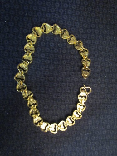 Heart Shape 7" Cluster Tennis Bracelet Yellow Gold Tone - Picture 5 of 8