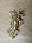 Whimsical Gold Tone Standing Dachshund With Bone Pin/Brooch Excellent Condition