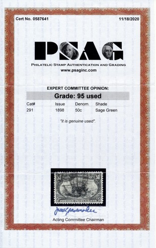 US 291 50c Trans-Mississippi 1898 Western Mining Prospector PSAG grade 95 used - Picture 3 of 3