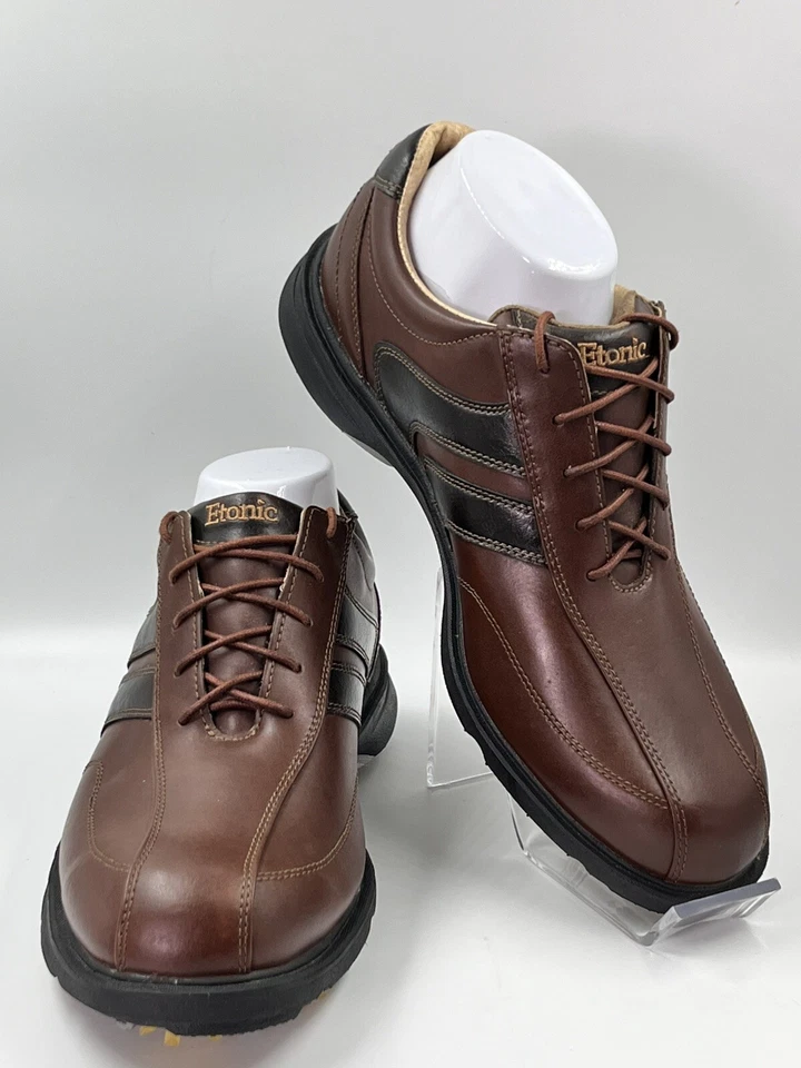 Zapatos de golf Etonic ST Series ST100-3 de cuero marrón para hombre talla 8,5 M Foto 2 de 4