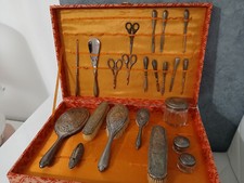 Antique 800 Silver Vintage 22 Piece Bathroom Toilet Service Set Rare