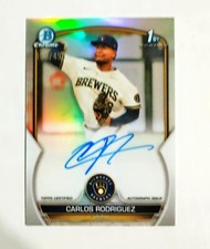 Carlos Rodriguez 2023 1st Bowman Chrome AUTO Prospect REFRACTOR 185/499 RC z72