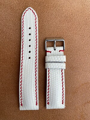 White Lizard skin leather Watch Strap Band 12 14 16 18 19 20 21 22 23 24 26mm