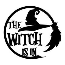 Image of The Witch is in Broom Vinyl Decal Sticker Art Wall Home Various Colours
