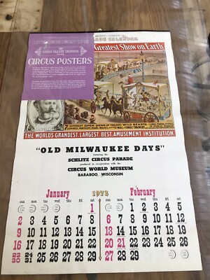 1972 Schlitz Brewing 17'' x 24'' Circus Parade Calendar Beer Circus Advertising