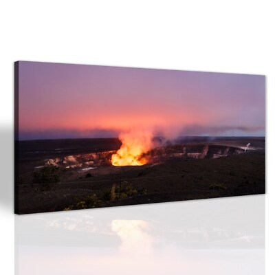 Vulkan Eruption Lava See Wohnzimmer Canvas Bild Leinwand Bilder Große 140x70
